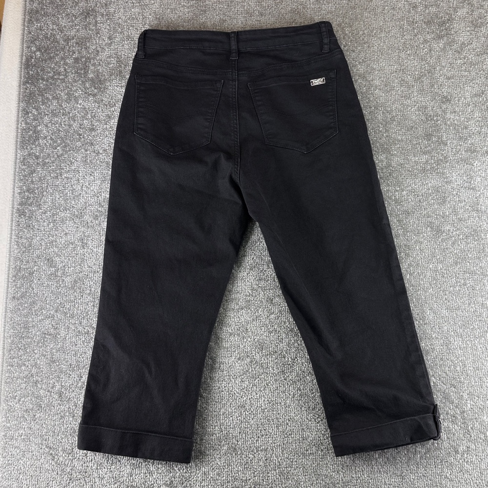 TrueSlim Jeans Black Skinny Womens 8 Mid Rise Capri Cuffed Straight Leg Crop - Picture 3 of 10